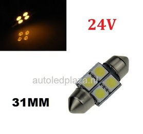 24V C5W Festoon 31MM 4x 5050SMD LED Geel/Amber