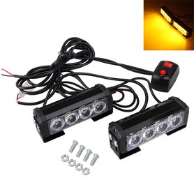 2x 6W highpower flash signalering LED module units oranje 12v incl remote