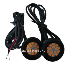 set a 2st. Strobe/flash unit rond 12x 3030SMD oranje/amber