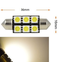 Festoon C5W 6x 5050smd LED Warm wit 4300K 120Lumen 36mm