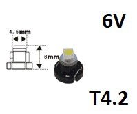 6V T4.2 1x 3528SMD LED blauw