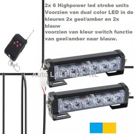 *HOT* (REMOTE CONTROL!!!) set automatisch kleur instelbaar flash signalering units oranje-oranje/blauw-blauw