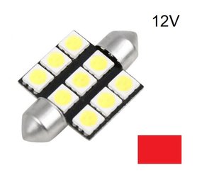 C5W/C10W Festoon 9x5050SMD LED 36MM buislamp rood 12V