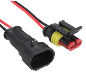 Uni 2-pins AMP superseal verbinding set, stekker + contrastekker incl bedrading