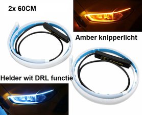 Dual color wit-amber DRL voor op koplamp unit 2x 60cm