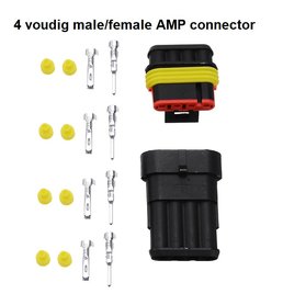 Uni 4-pins AMP superseal verbindingsset, stekker + contrastekker