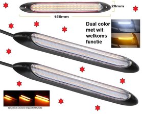 Dagrijverlichting DRL incl dynamisch knipperlicht met welkoms functie 2x 15,5cm