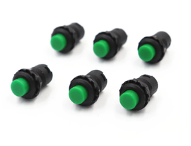 Aan-uit drukschakelaar self locking Max 8A/12V, 3A/125VAC, 1,5A/250VAC groen