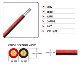 20AWG 2 aderig draad rood-zwart 