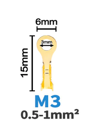 M3 ring krimp connector verguld per 4 stuks