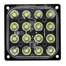 Super fel 16x 5W highpower flash signalering module wit 12v/24v vierkant model