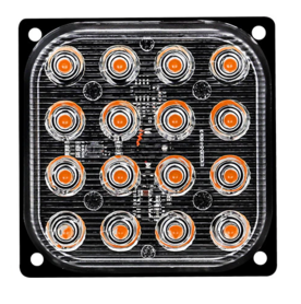 Super fel 16x 5W highpower flash signalering module geel/amber 12v/24v vierkant model