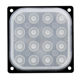 Melk cover strobe flash 16LED 16x 5W highpower signalering module rood 12v/24v vierkant model