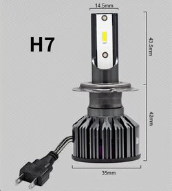 H7 1860 CSP highpower LED 3000K Geel