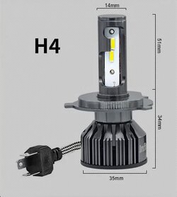 H4 1860 CSP highpower LED 3000K Geel